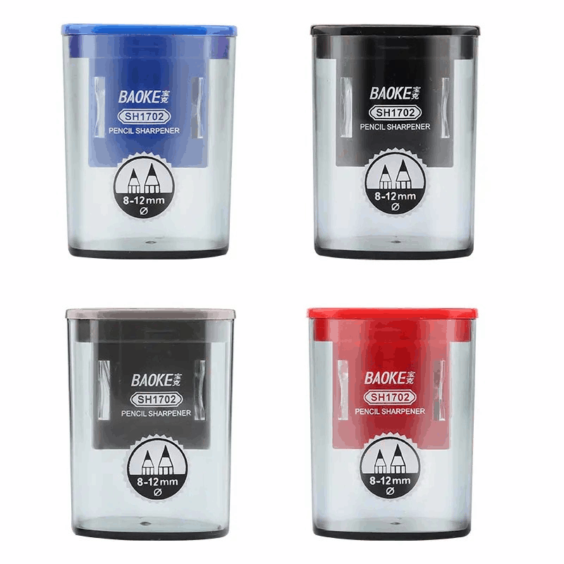 Чинка з контейнером, 2 отвори, пластик, асорті Baoke (SH1702)